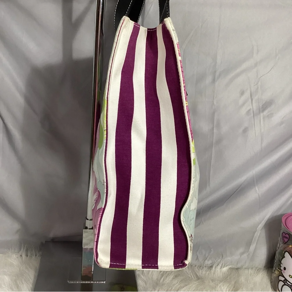 Rare Burberry London Floral Pattern Canvas & Leather Tote Bag EUC - Picture 7 of 13